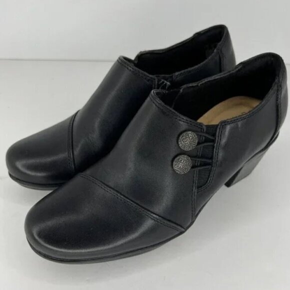 Clarks Emslie Warren Black Booties Side Zip Size 7 EU 37.5 - Picture 3 of 9